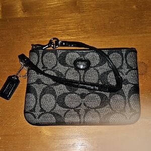 Coach Black and Gray Signature Wristlet